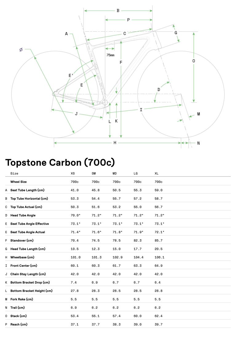 Geometrie CANNONDALE Topstone Carbon 3 (Butter)