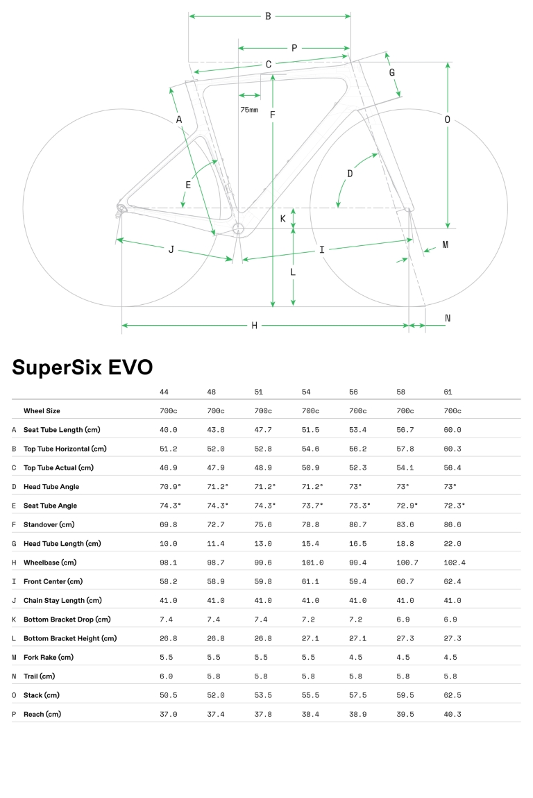 Geometrie CANNONDALE SuperSix EVO 4 (Storm Cloud)